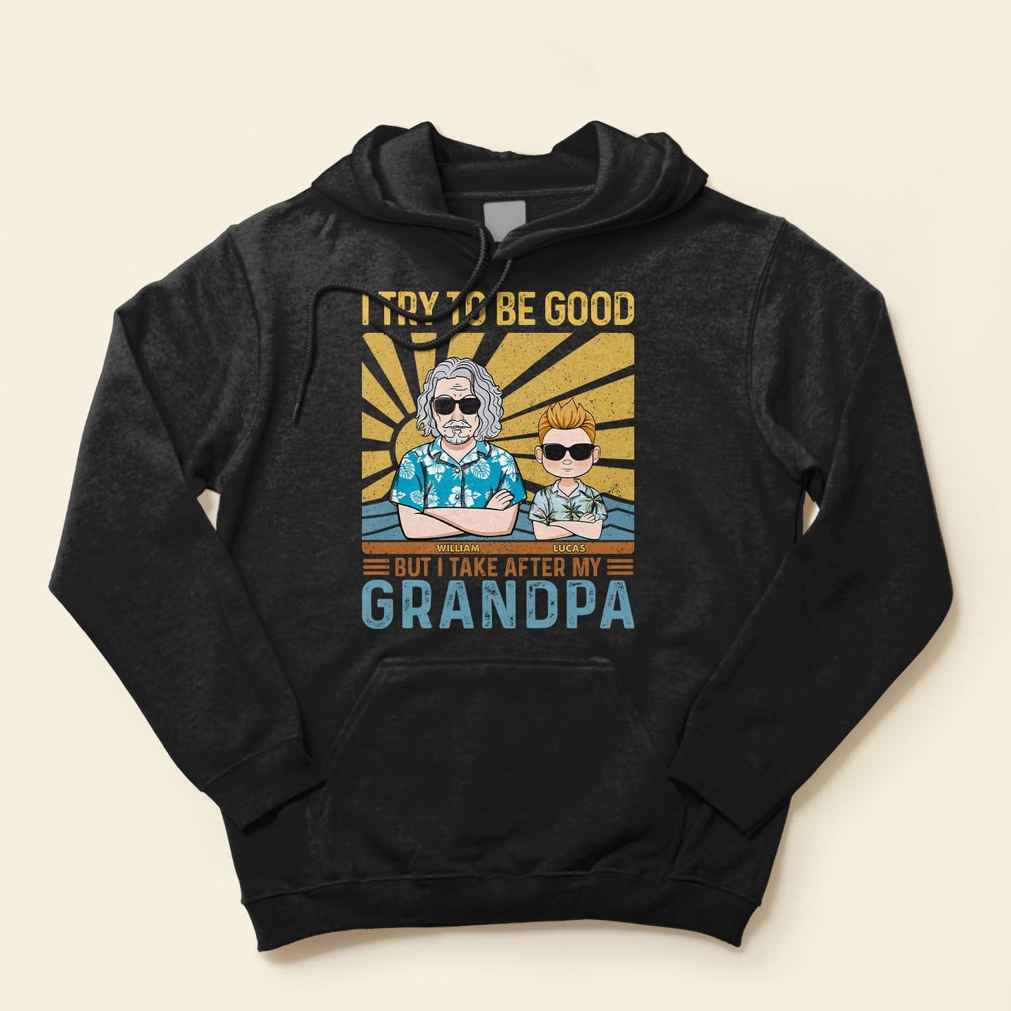 I Try To Be Good But I Take After My Grandpa Grandma - Personalized Shirt - Funny Birthday Summer Gift For Kids, Grandsons, Granddaughters