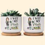 I Wet My Plants - Personalized Ceramic Plant Pot With Tray