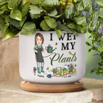 I Wet My Plants - Personalized Ceramic Plant Pot With Tray