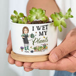 I Wet My Plants - Personalized Ceramic Plant Pot With Tray