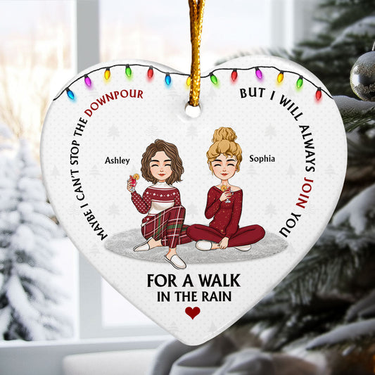 I Will Always Join You For A Walk In The Rain - Personalized Ceramic Ornament