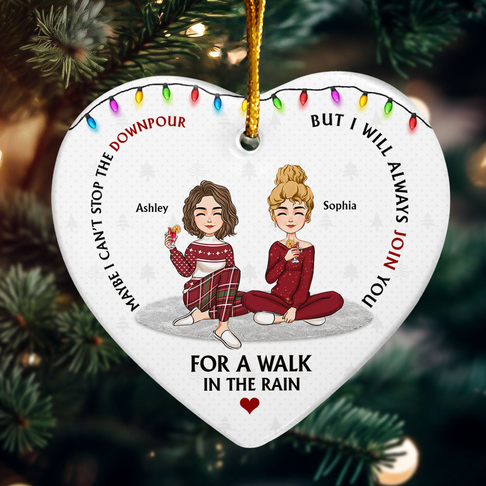 I Will Always Join You For A Walk In The Rain - Personalized Ceramic Ornament