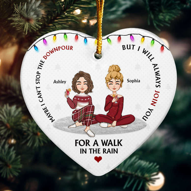 I Will Always Join You For A Walk In The Rain - Personalized Ceramic Ornament