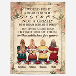 I Would Fight A Bear For You - Personalized Blanket - Birthday Gift For Friends - Hugging Friends