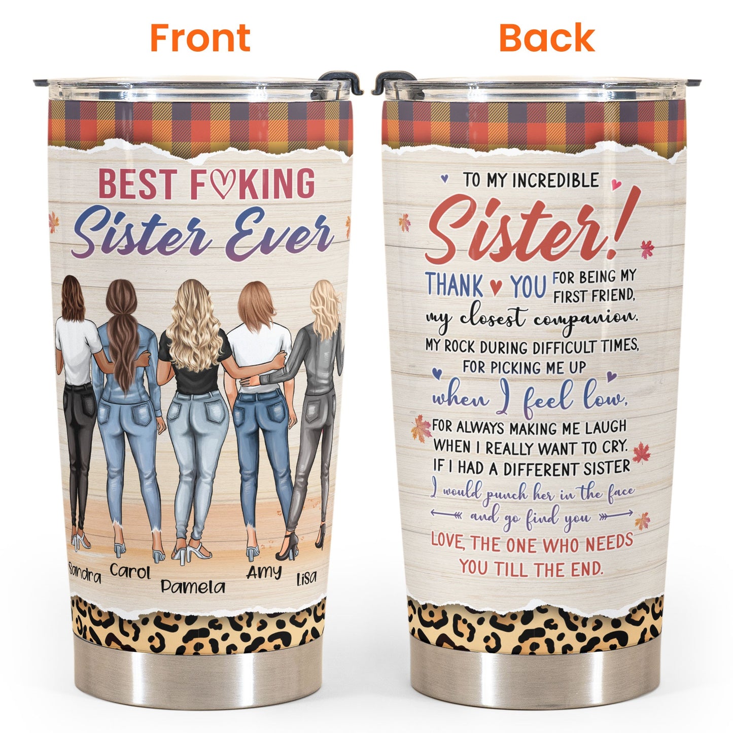 I Would Fight A Bear For You - Personalized Tumbler Cup - Fall Season Gift For Sisters - Girl Curvy