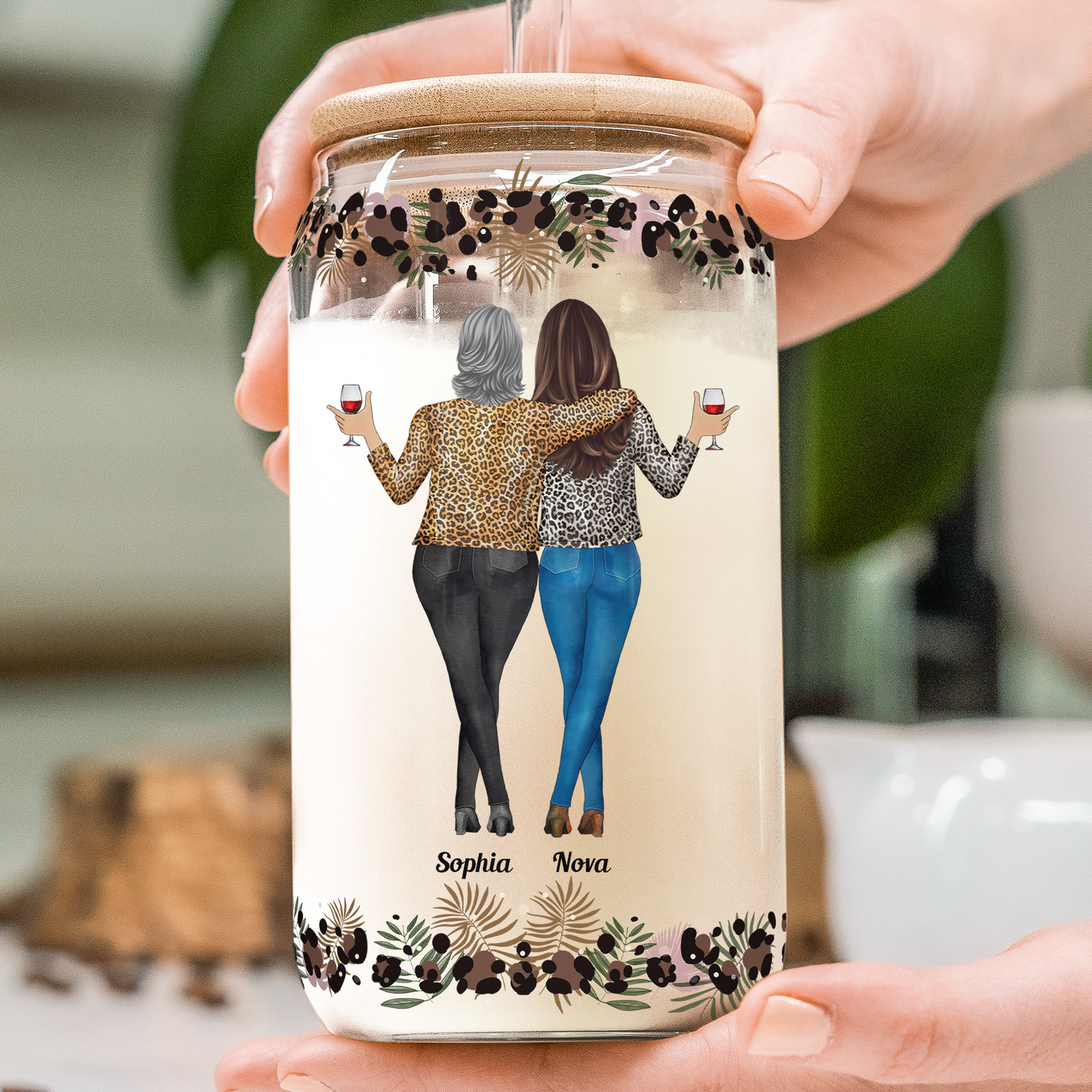 I Would Fight A Bear For You Sister, Bestie, Friend - Personalized Clear Glass Cup