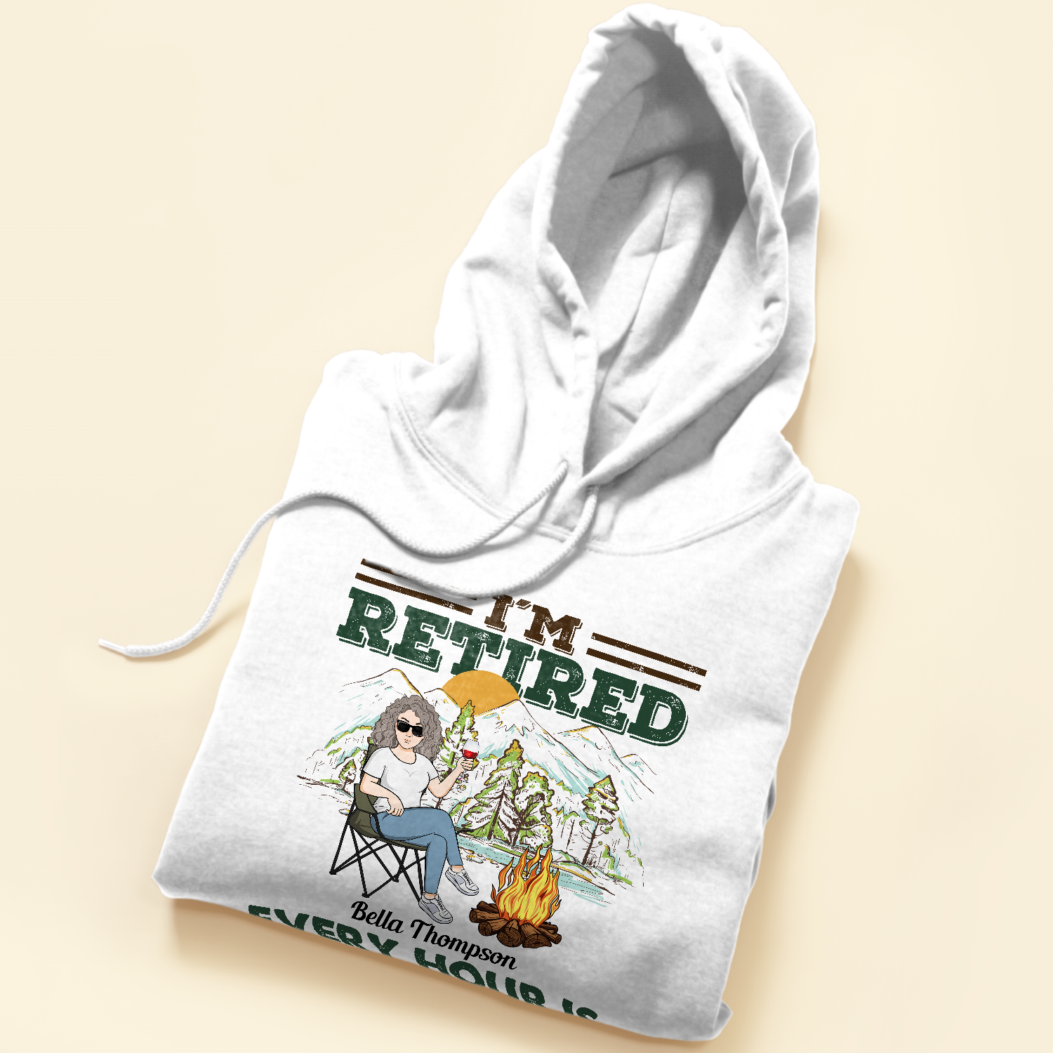 I'm Retired Every Hour Is Happy Hour - Personalized Shirt - Retirement Gift For For Camping Wife, Husband, Mother,Grandma, Grandpa, Camping Lover,