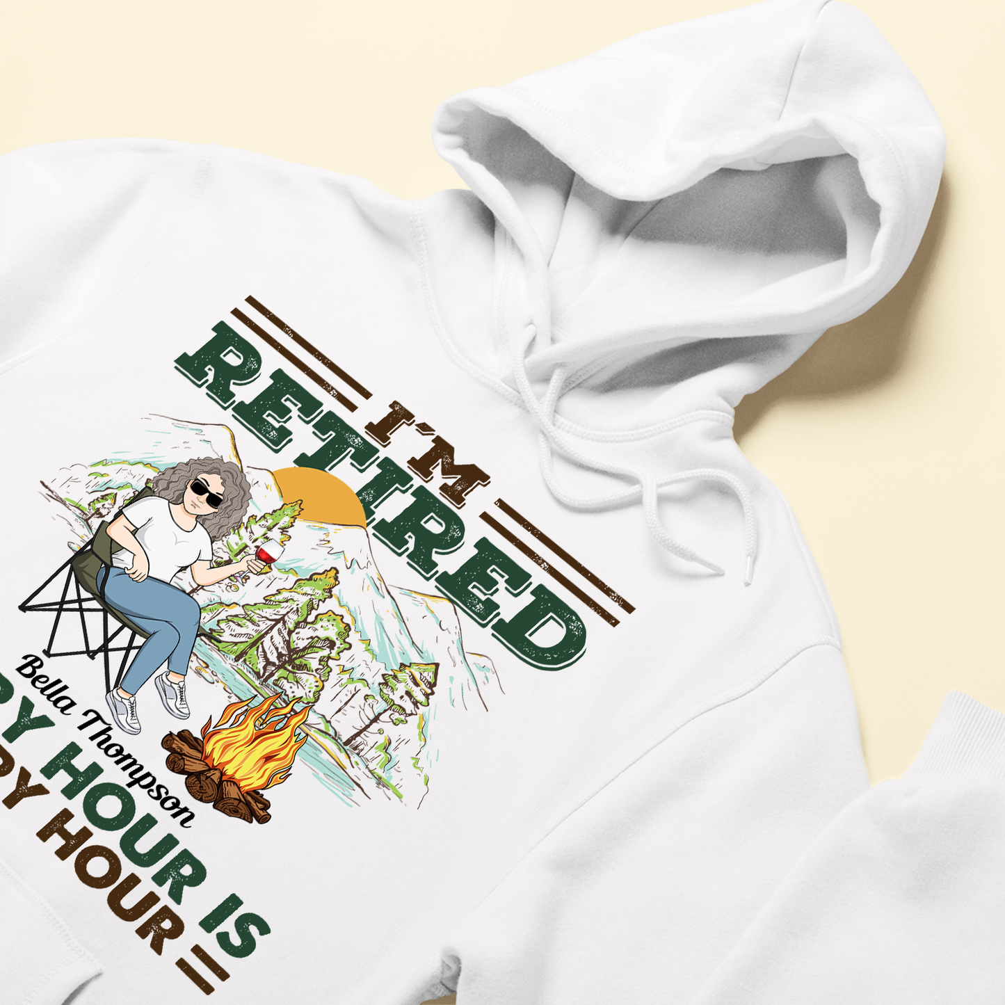 I'm Retired Every Hour Is Happy Hour - Personalized Shirt - Retirement Gift For For Camping Wife, Husband, Mother,Grandma, Grandpa, Camping Lover,