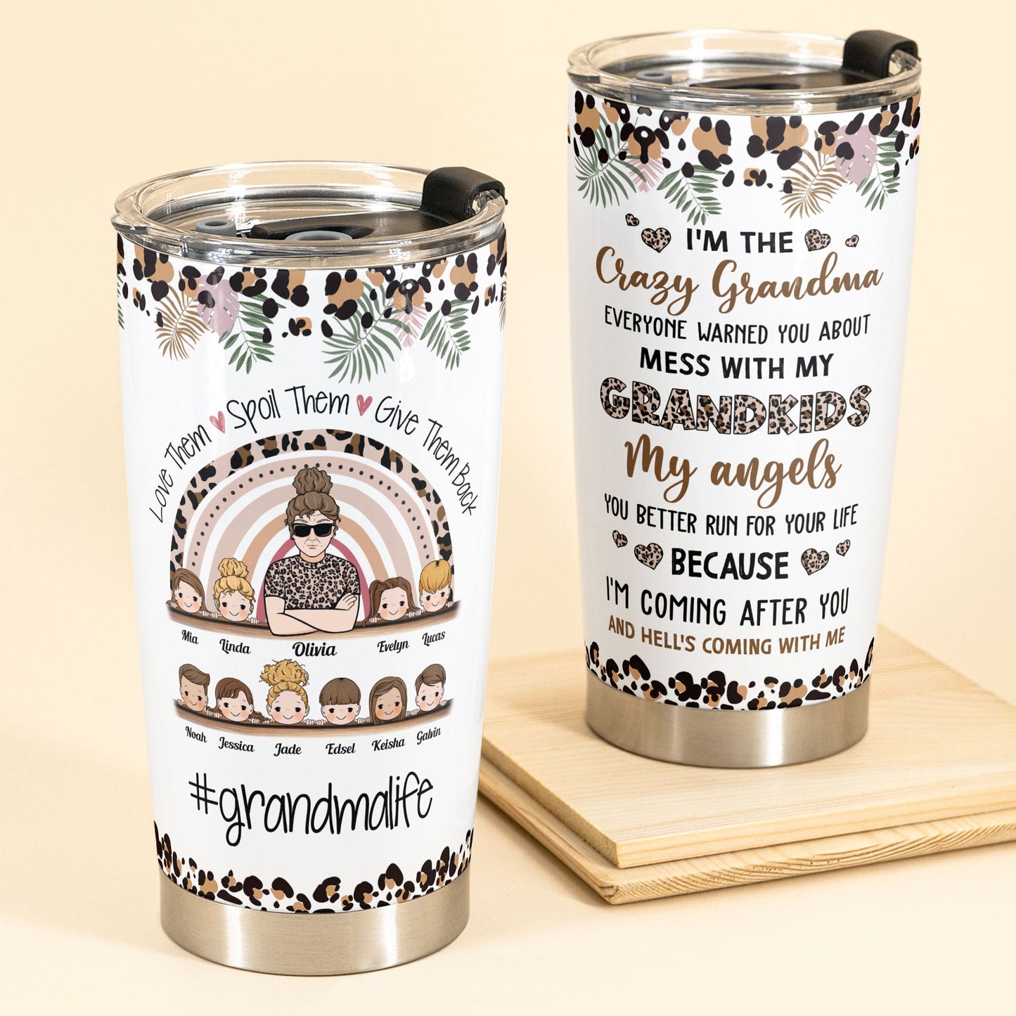 Custom Photo engraved tumbler, Grandparent gift idea, Photo