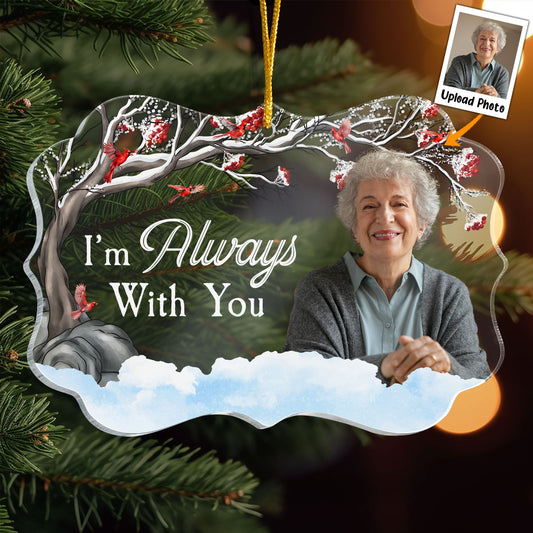 I'M Always With You - Red Berries Tree - Personalized Acrylic Photo Ornament