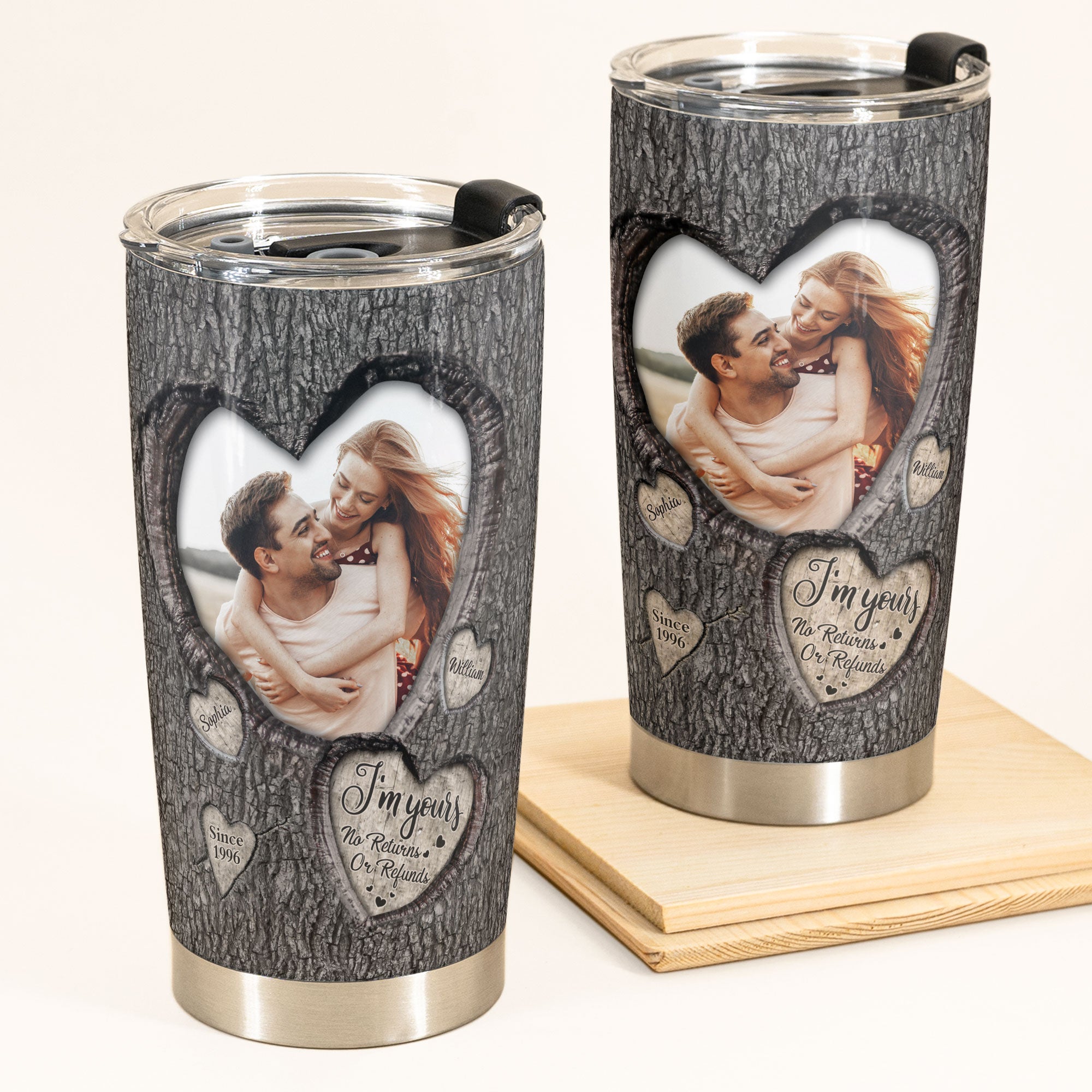 I'm Yours No Returns Or Refunds - Personalized Photo Tumbler Cup - Anniversary Gifts For Her, Him