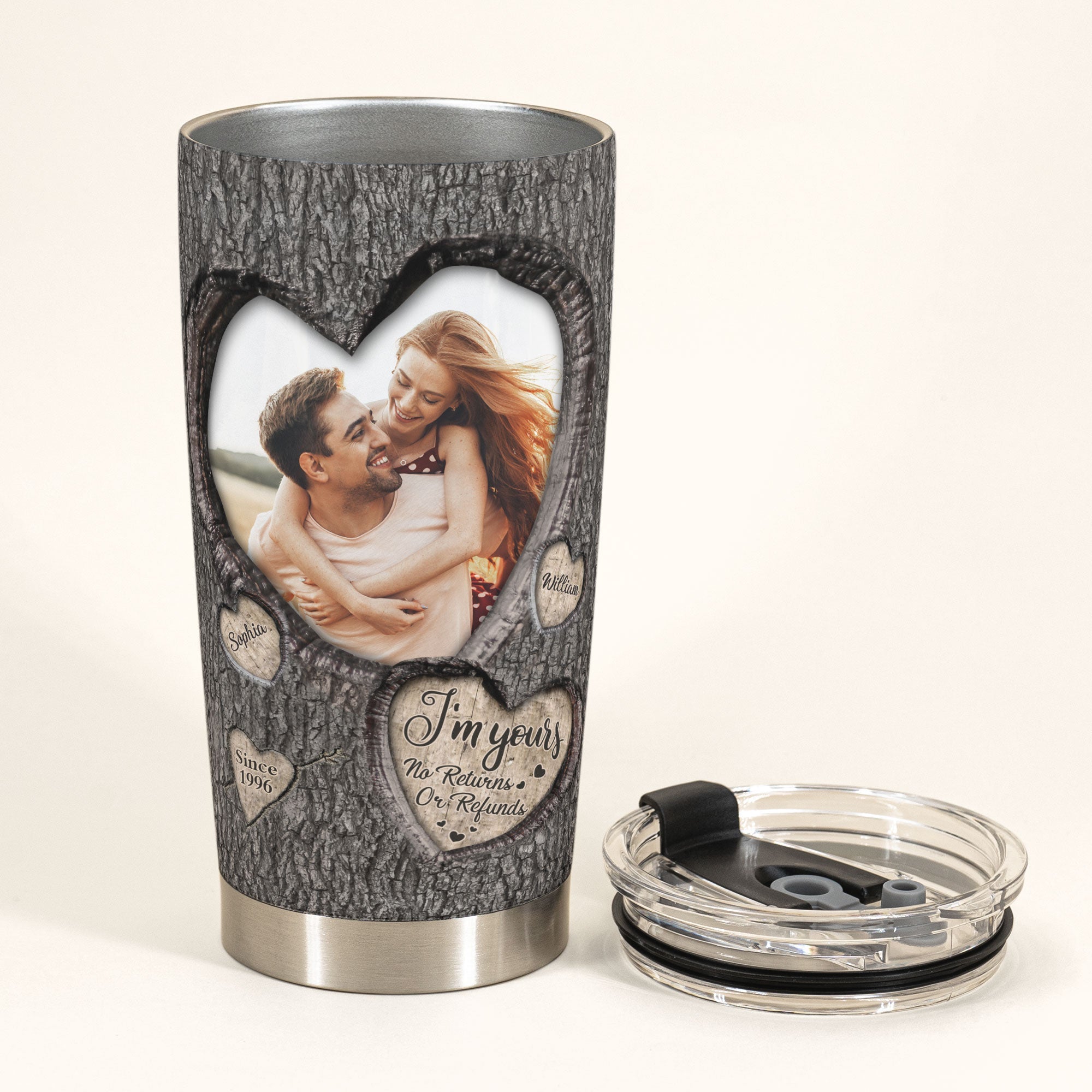 I'm Yours No Returns Or Refunds - Personalized Photo Tumbler Cup - Anniversary Gifts For Her, Him