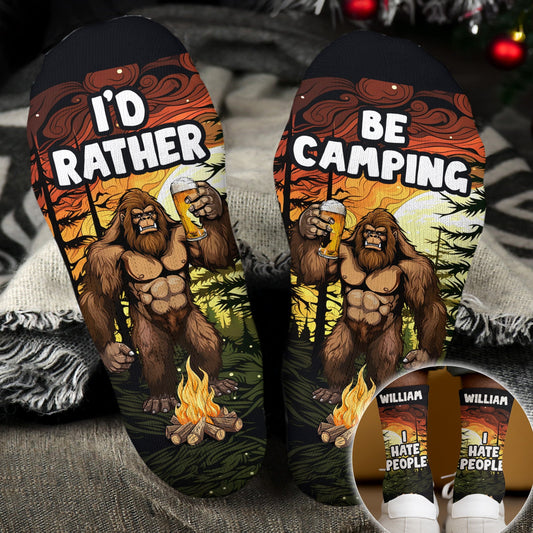 I'd Rather Be Camping - Personalized Crew Socks
