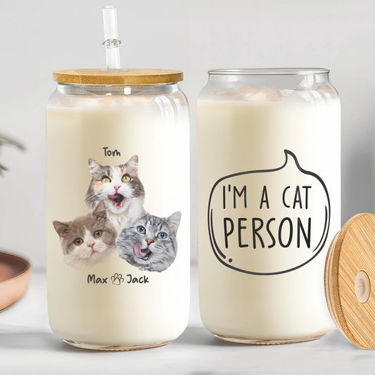 I'm A Cat Person  - Personalized Photo Clear Glass Cup