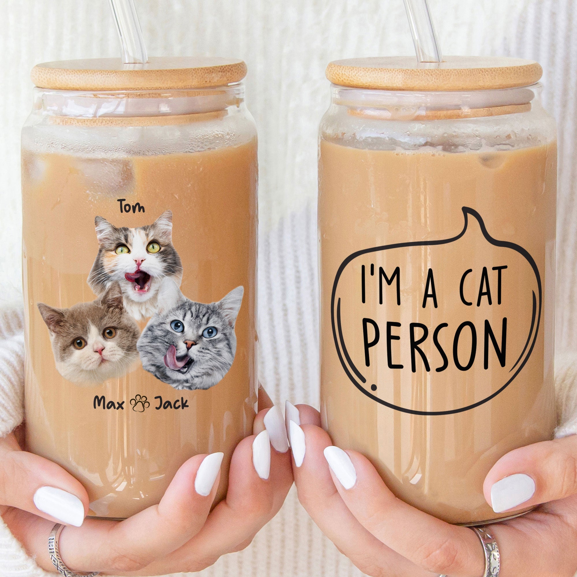 I'm A Cat Person  - Personalized Photo Clear Glass Cup