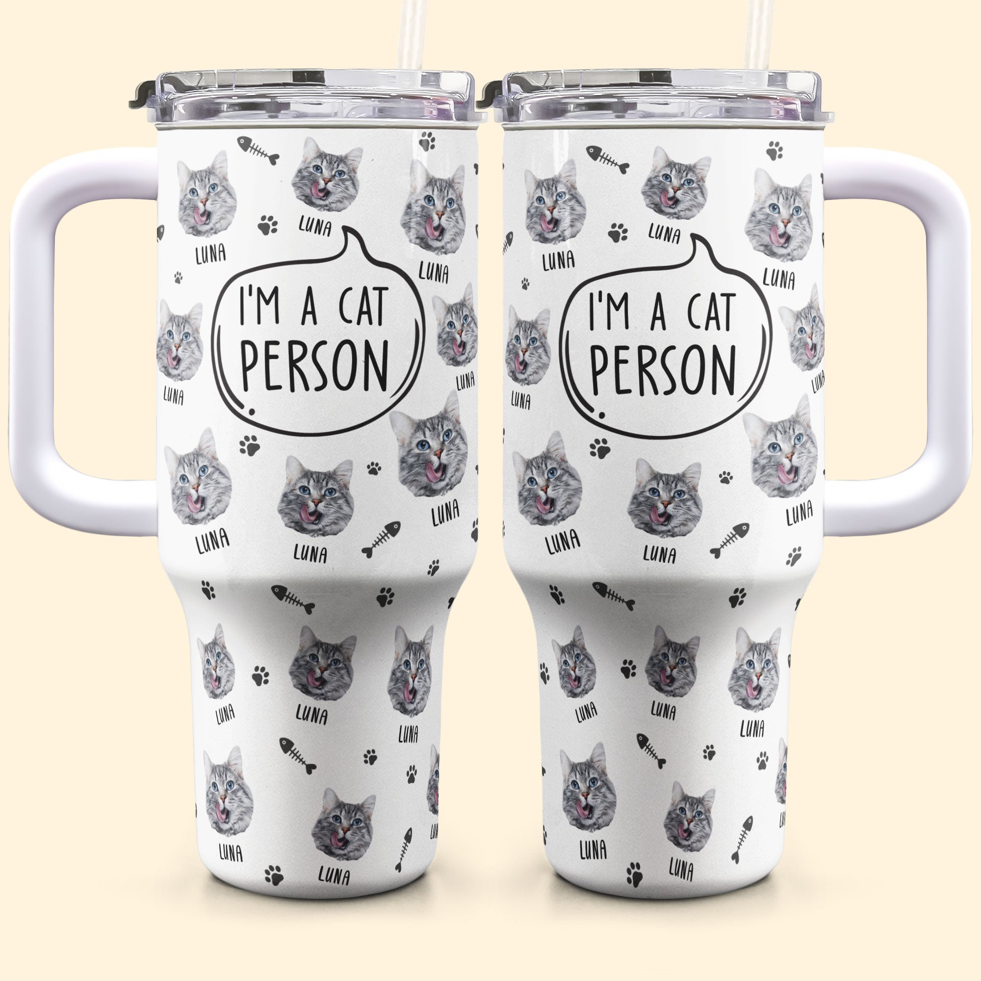 I'm A Cat Person - Personalized Photo 40oz Tumbler With Straw