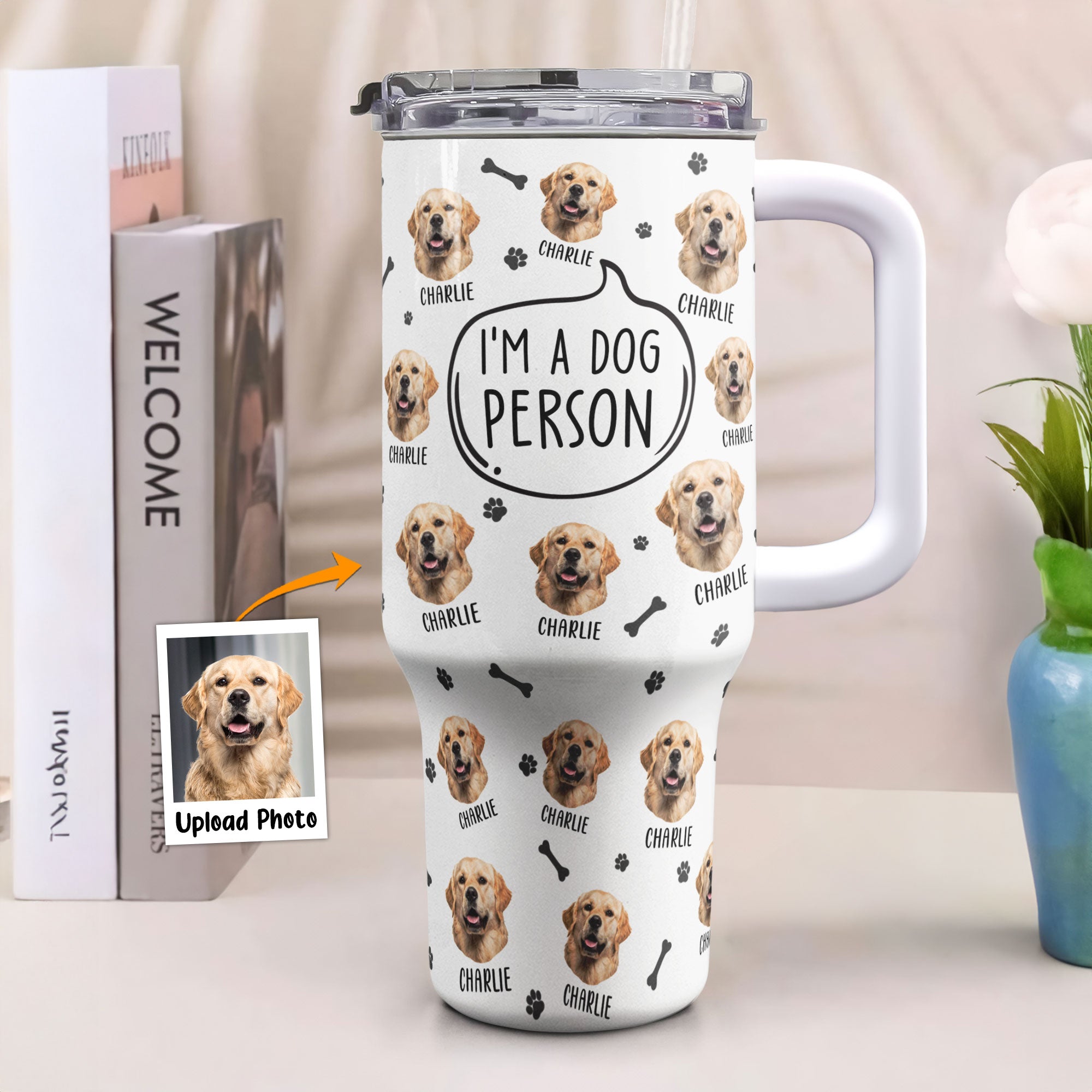 I'm A Dog Person - Personalized Photo 40oz Tumbler With Straw