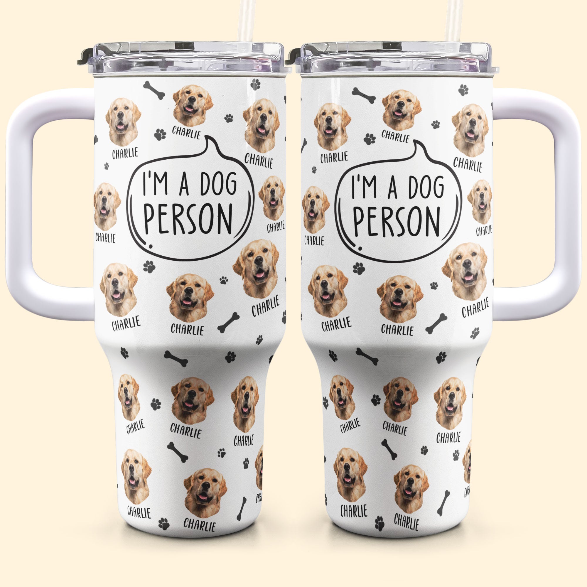 I'm A Dog Person - Personalized Photo 40oz Tumbler With Straw