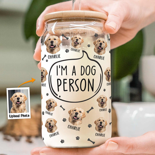 I'm A Dog Person  - Personalized Photo Clear Glass Cup