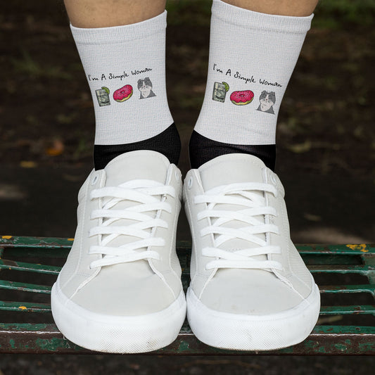 I'm A Simple Woman - Cat Version - Personalized Crew Socks