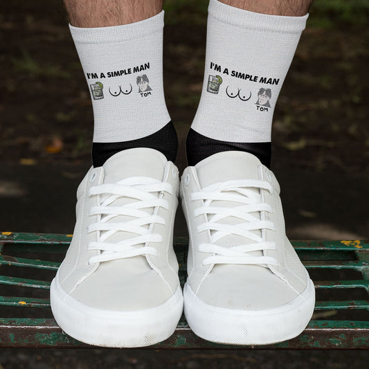 I'm A Simple Man - Cat Version - Personalized Crew Socks
