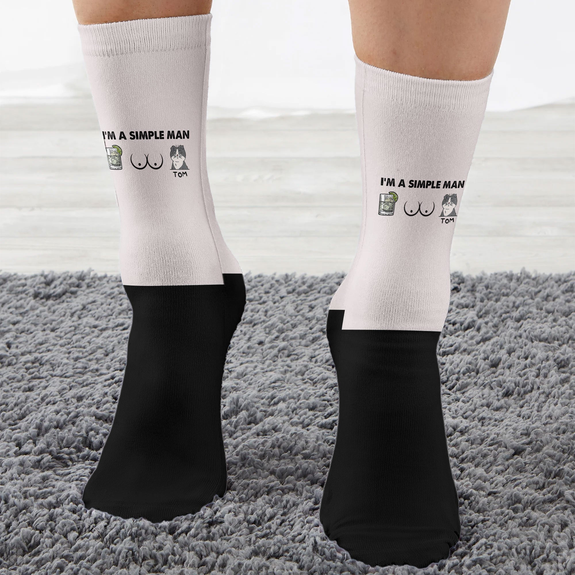 I'm A Simple Man - Cat Version - Personalized Crew Socks