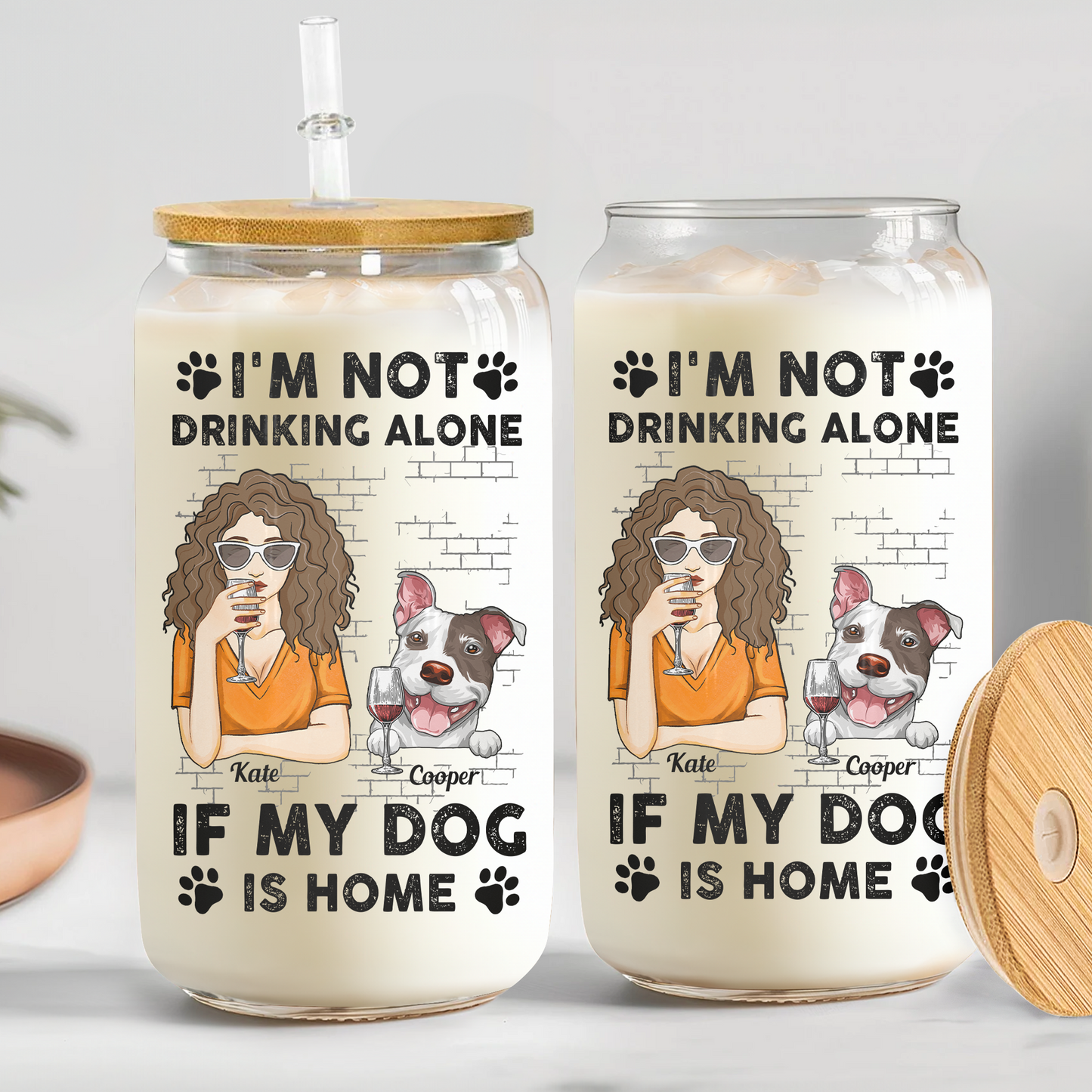 I'm Not Drinking Alone If My Pets Are Home - Personalized Clear Glass Cup
