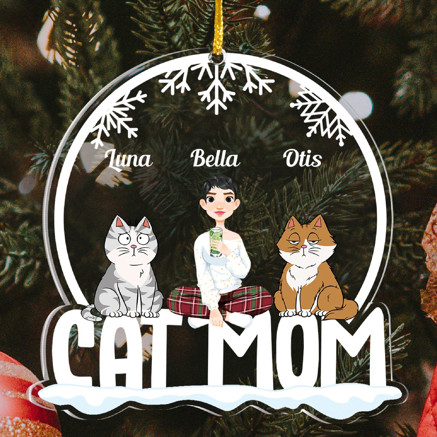 I'm Pet Mom/Dad - Personalized Snowdome Shaped Acrylic Ornament