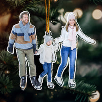 Ice Skating Gifts For Family Couple - Personalized Acrylic Photo Ornament