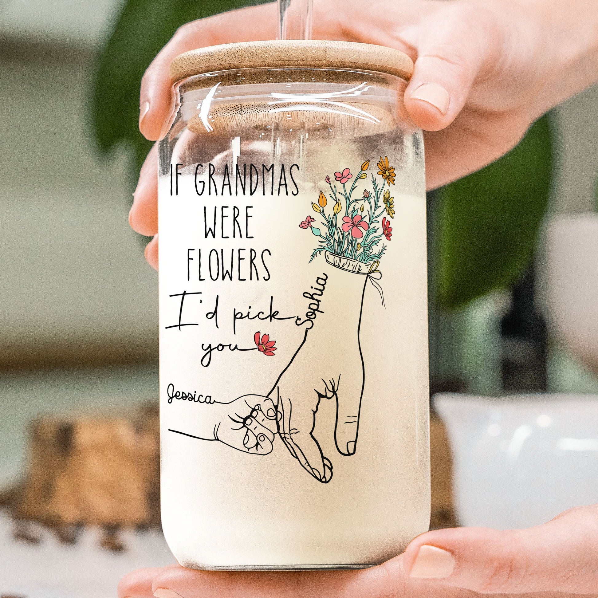 If Grandmas Were Flowers - Personalized Clear Glass Can