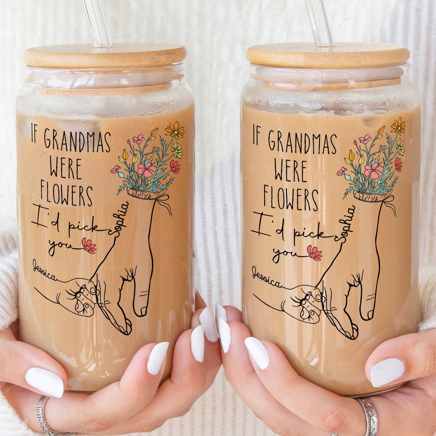 If Grandmas Were Flowers - Personalized Clear Glass Can