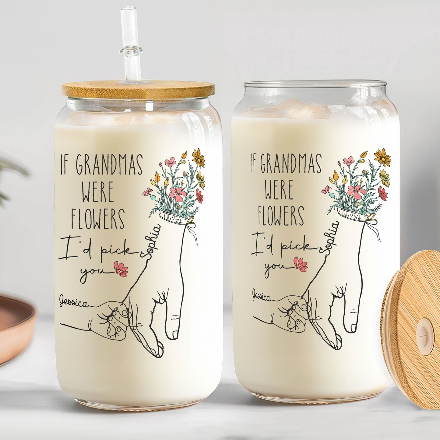 If Grandmas Were Flowers - Personalized Clear Glass Can