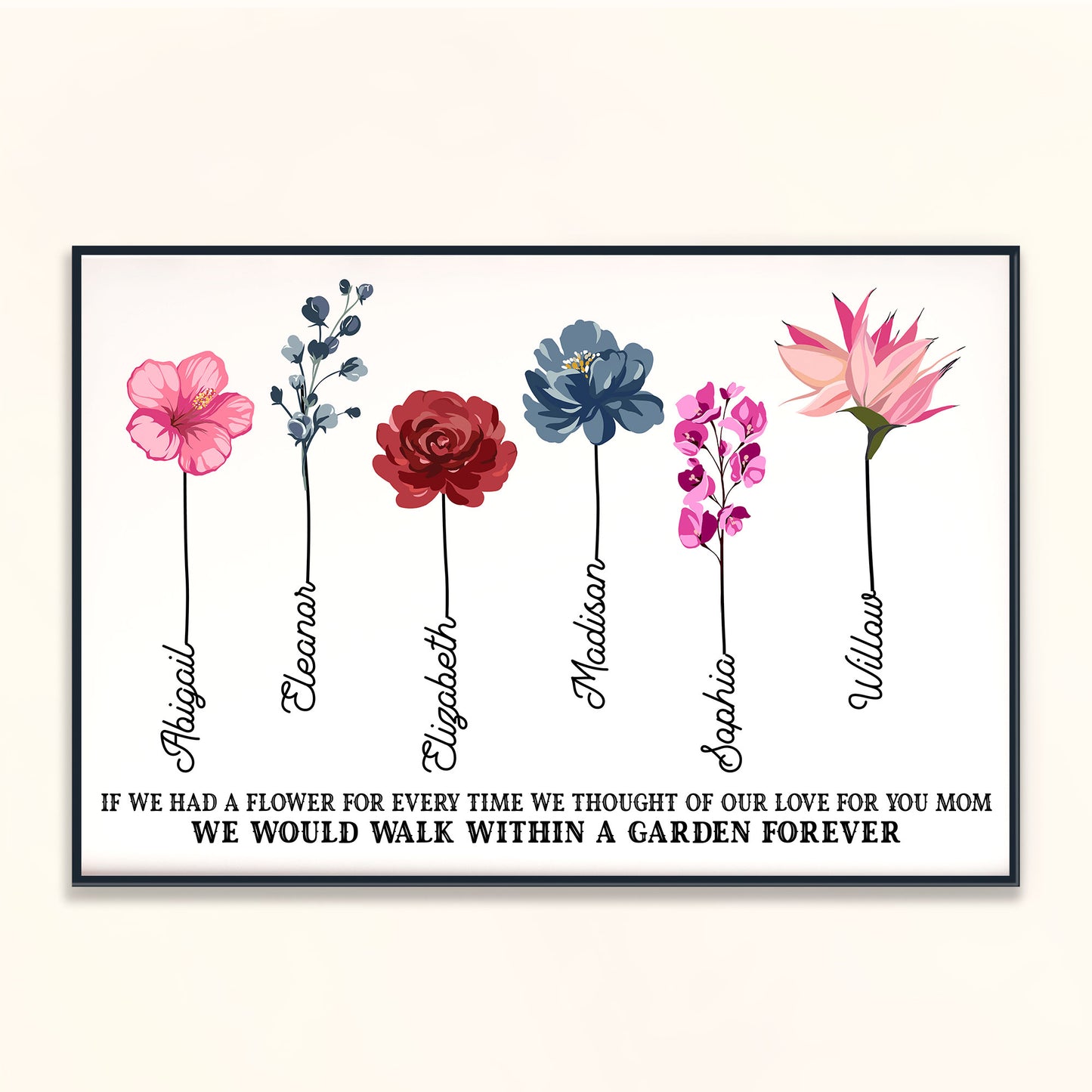 If We Had A Flower For Every Time We Thought Of Our Love For You - Personalized Poster/Wrapped Canvas - Birthday, Mother's Day Gift For Mom, Grandma, Auntie