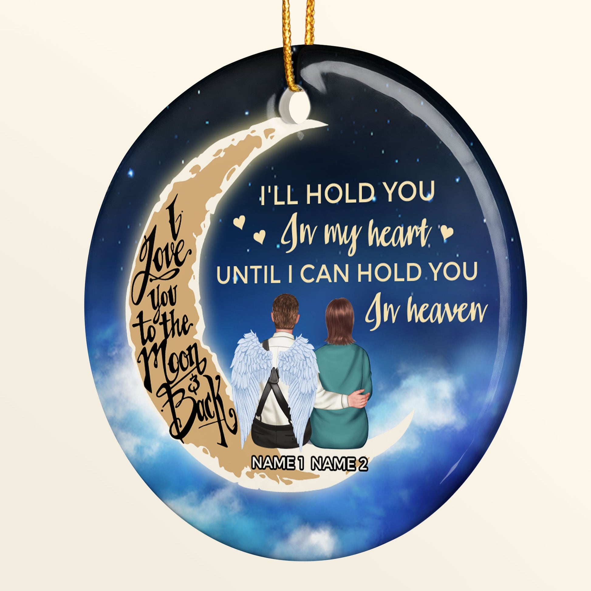 I'll Hold You In My Heart - Personalized One-sided Ceramic Ornament- Christmas Gift For Widow, Widower