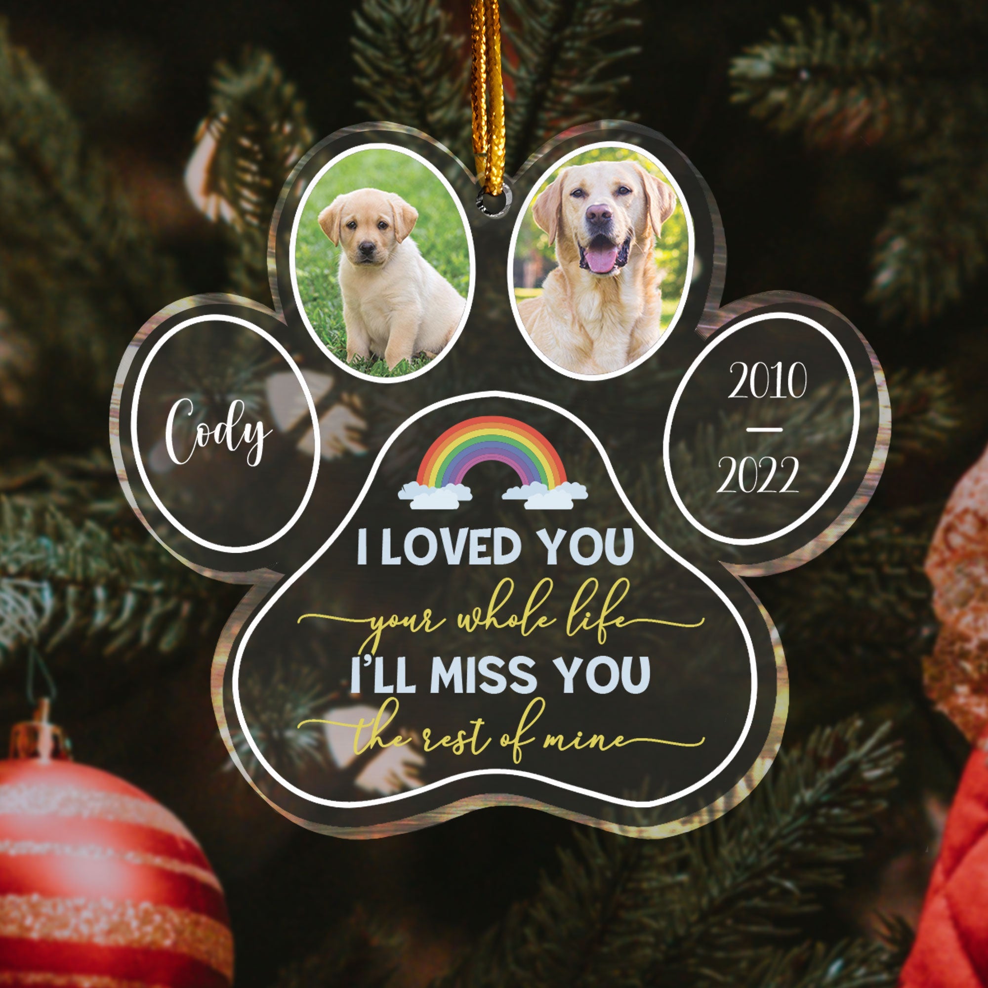 I'll Miss You The Rest Of Mine - Personalized Custom Shaped Acrylic Ornament - Memorial, Sympathy Gift For Dog Lovers, Cat Lovers