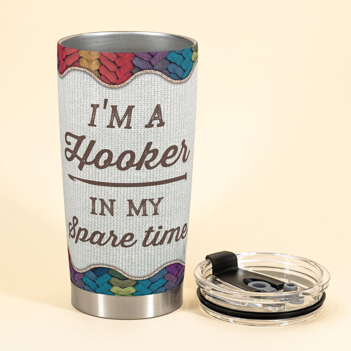 I'm A Hooker In My Spare Time - Personalized Tumbler - Birthday Gift For Crocheter, Crocheting Lover, Mama, Grandma, Knitting, Sewing