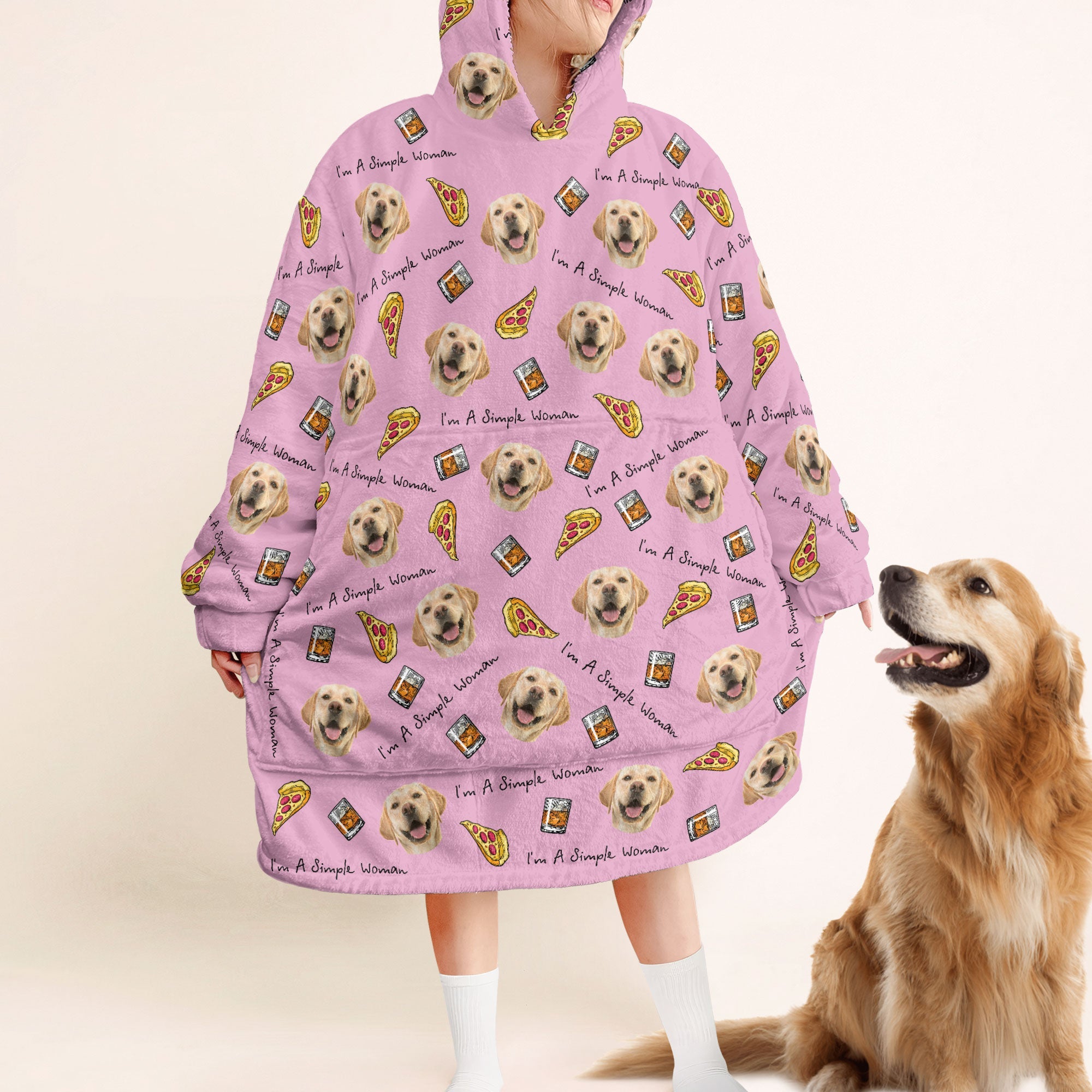 I'm A Simple Woman - Personalized Oversized Blanket Hoodie - Birthday Mother's Day Gift For Dog Mom, Cat Mom