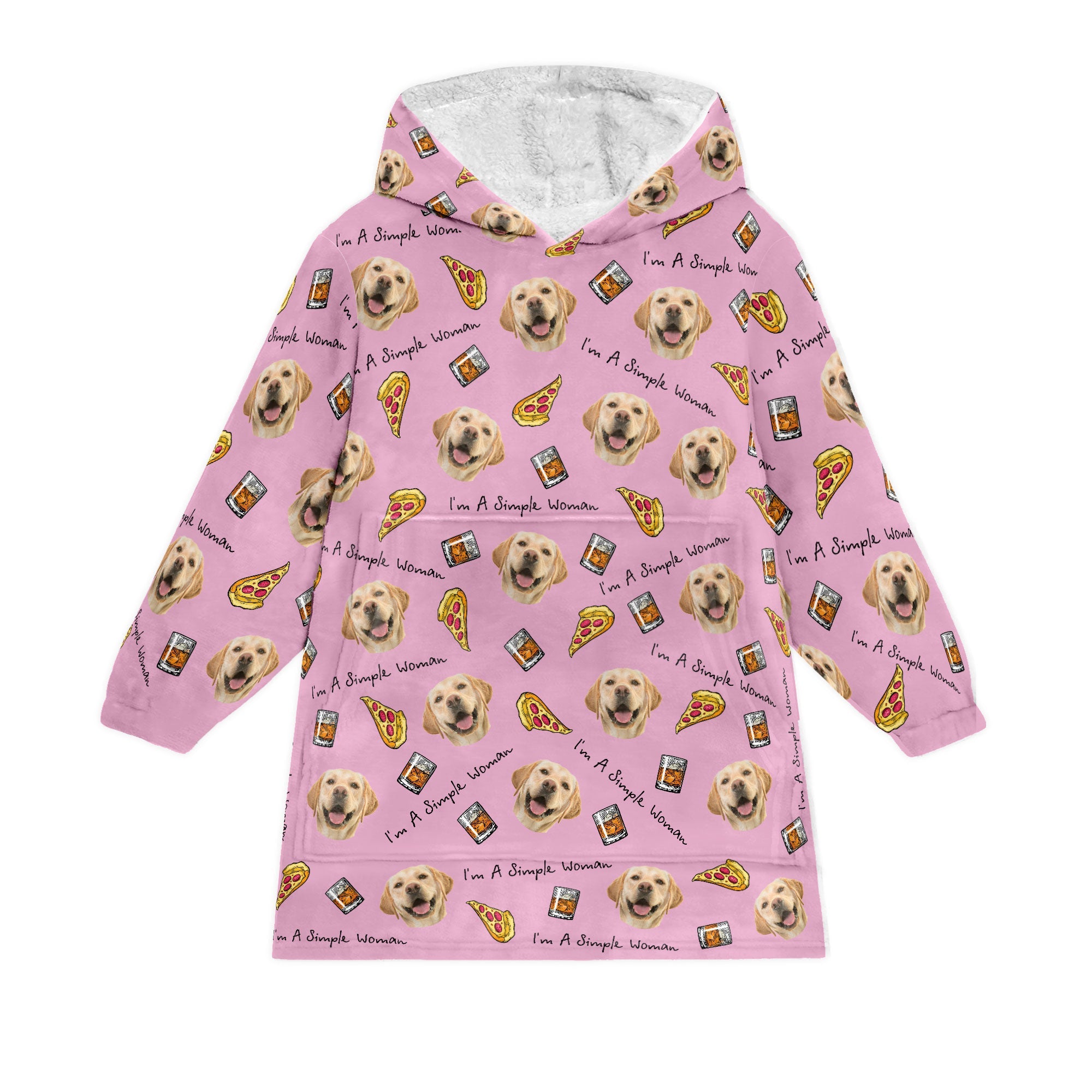 I'm A Simple Woman - Personalized Oversized Blanket Hoodie - Birthday Mother's Day Gift For Dog Mom, Cat Mom