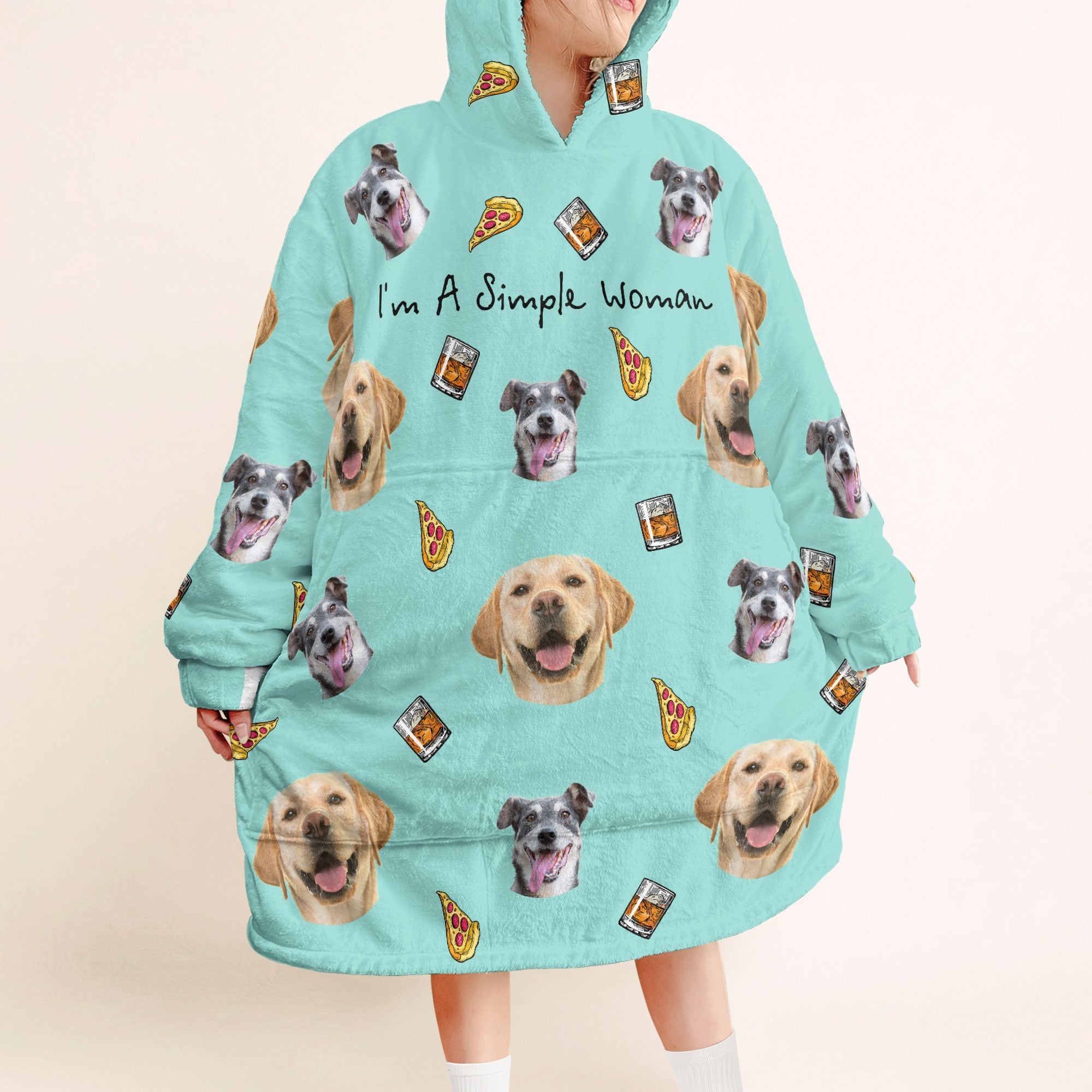 I'm A Simple Woman Ver 2 - Personalized Oversized Blanket Hoodie - Birthday Mother's Day Gift For Dog Mom, Cat Mom