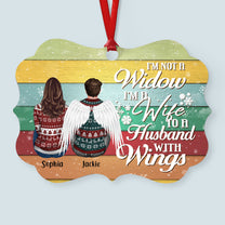 I'm A Wife To A Husband With Wings - Personalized Aluminum Ornament - Gift For Widow