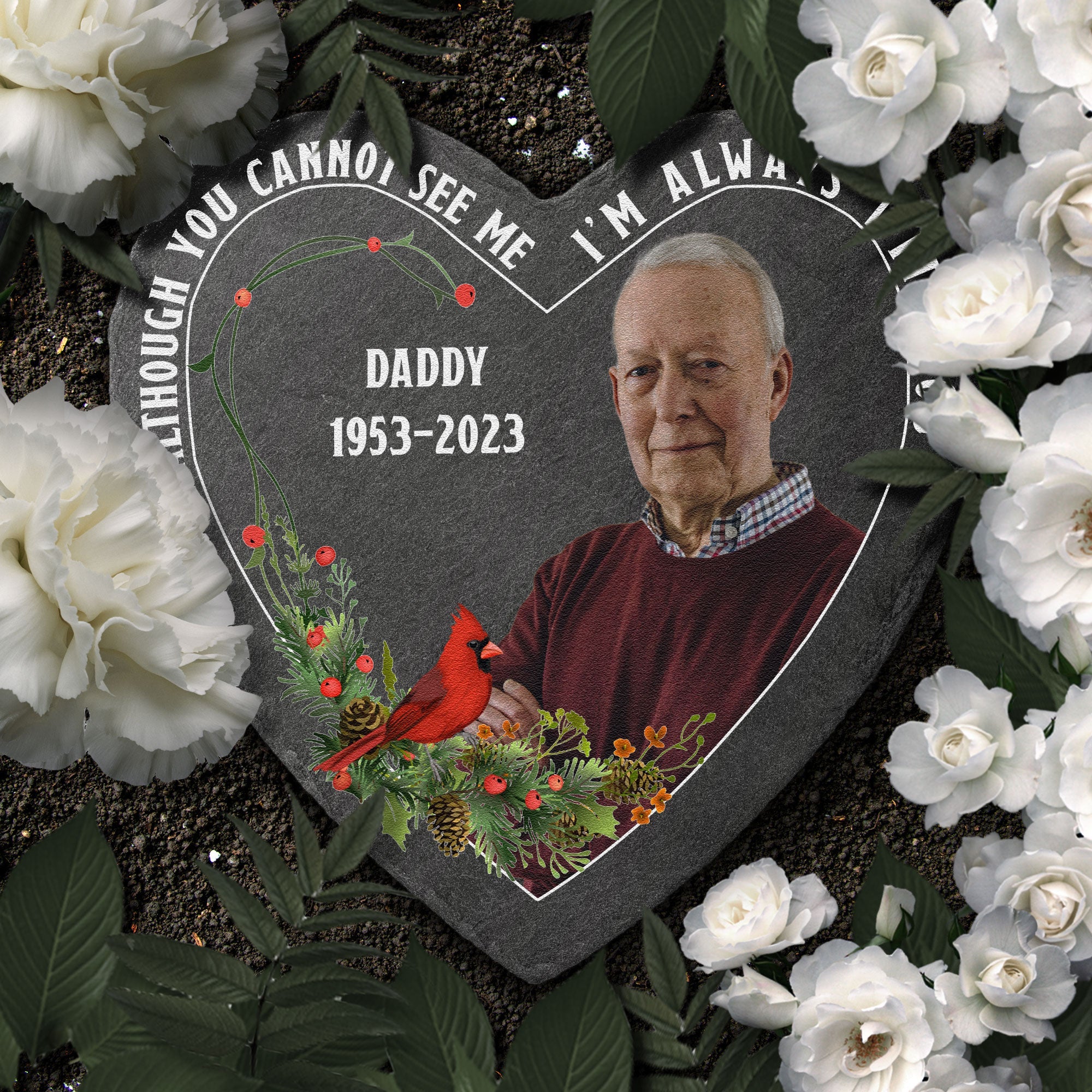 I'm Always With You Memorial Gift - Personalized Photo Garden Stone