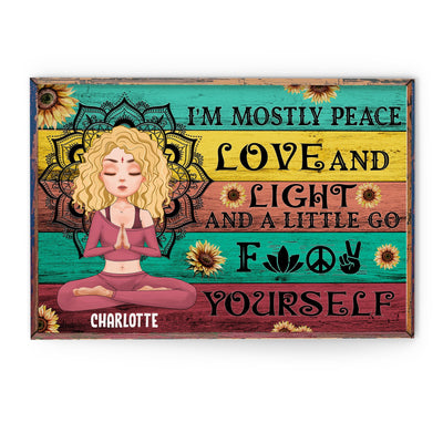 I'm Mostly Peace Love And Light - Personalized Poster/Wrapped Canvas - Gift For Yoga Lover - Yoga Girl Illustration