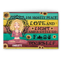 I'm Mostly Peace Love And Light - Personalized Poster/Canvas - Gift For Yoga Lover - Yoga Girl Illustration