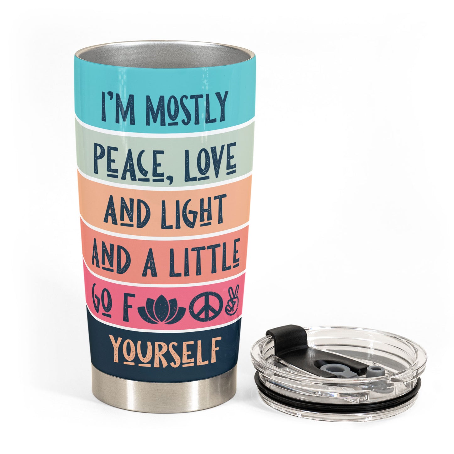I'm Mostly Peace Love & Light - Personalized Vintage Tumbler Cup - BirthdayGift For Yoga Lover