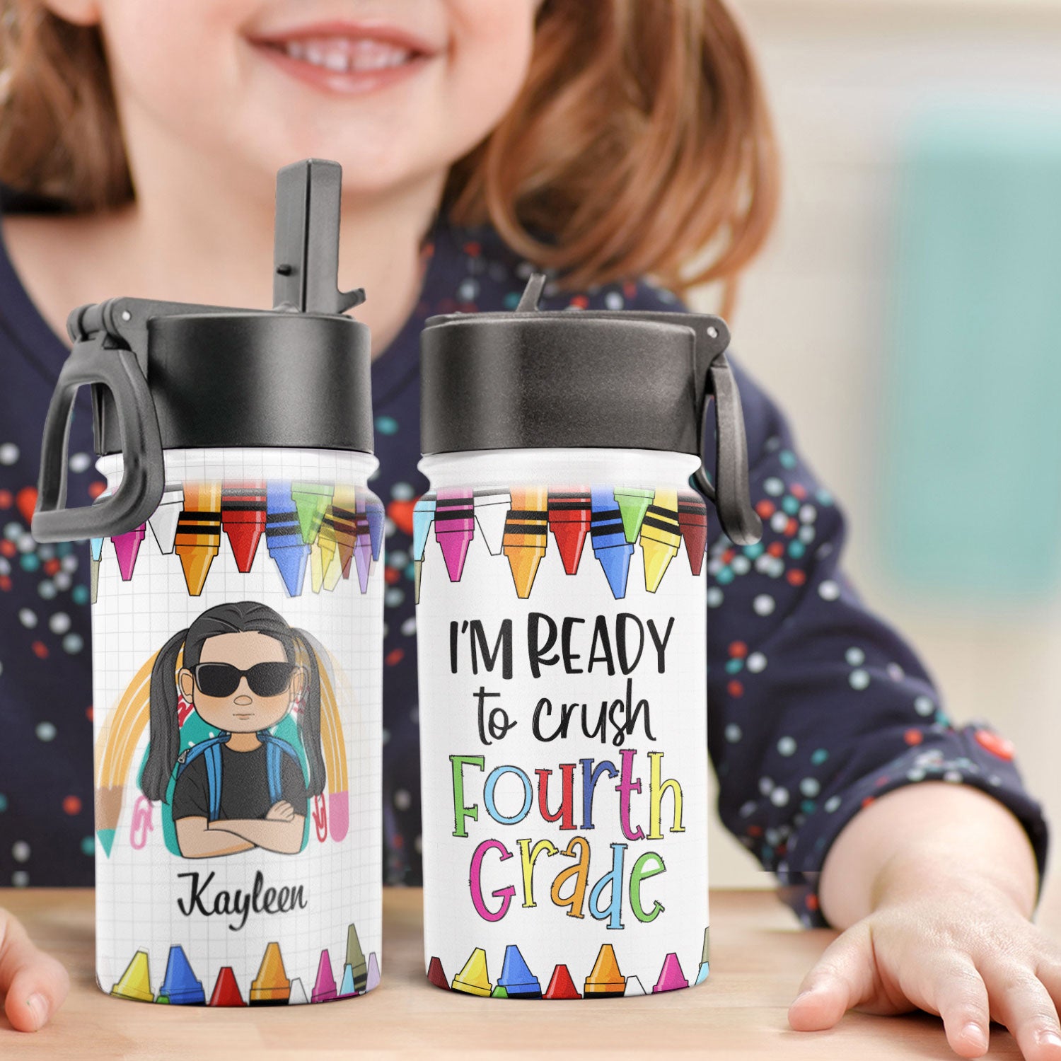 I'm Ready To Crush School - Personalized Kids Water Bottle With Straw –  Macorner