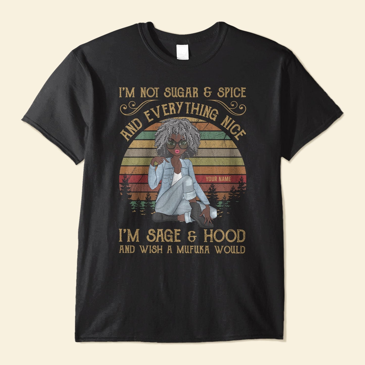 Im-Sage-And-Hood-Personalized-Shirt-Gift-For-Black--Woman-Girl-Sitting-Illustration