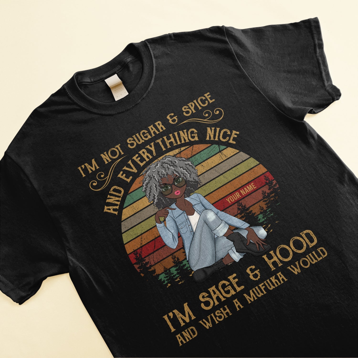 Im-Sage-And-Hood-Personalized-Shirt-Gift-For-Black--Woman-Girl-Sitting-Illustration