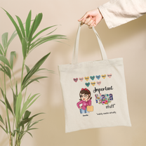 Important Nana Stuff - Personalized Tote Bag - Birthday, Mother's DayGift From Grandma, Mimi, Gigi, Mom, Aunt