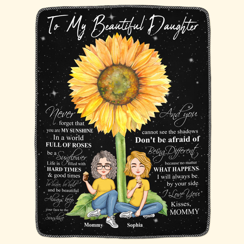 In A World Full Of Roses Be A Sunflower - Personalized Blanket - Birthday, Loving Gift For Your Baby, Your Daughter