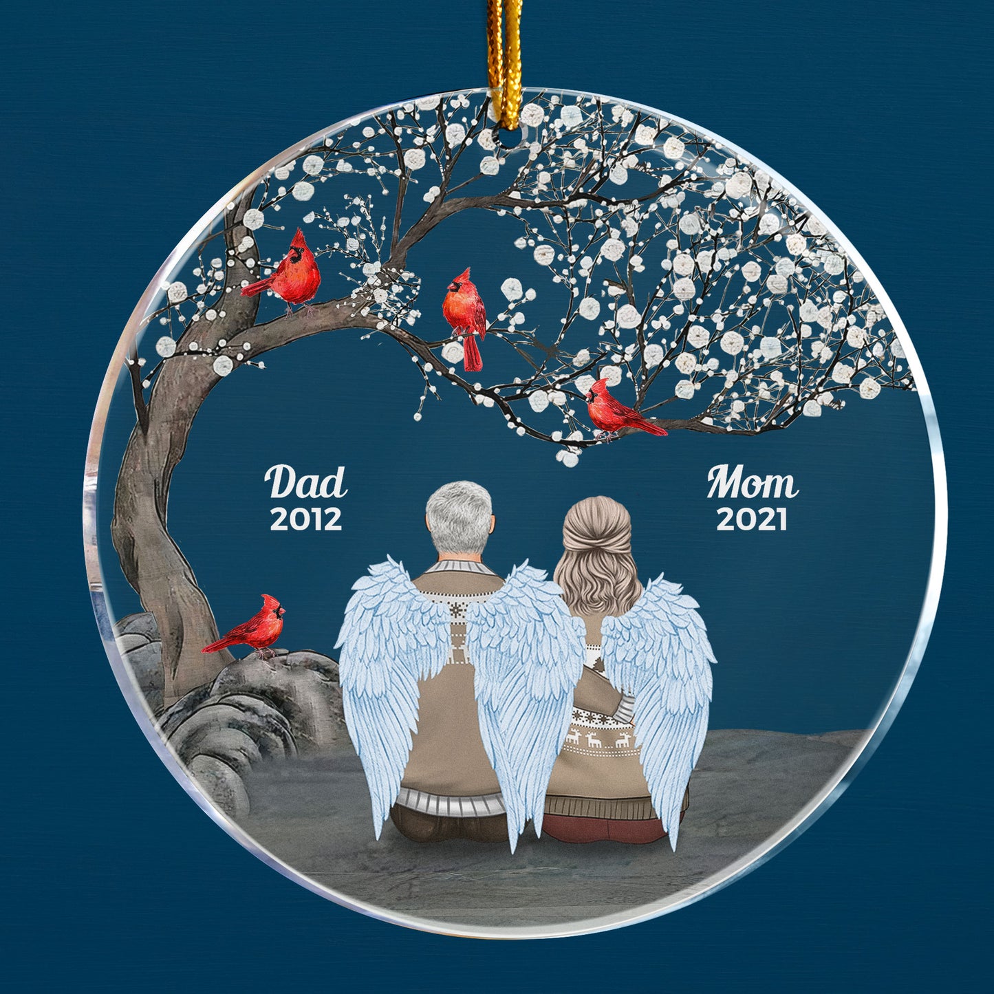 In Loving Memorial Mom And Dad - Personalized Circle Acrylic Ornament - Memorial Gift For Brothers, Sisters